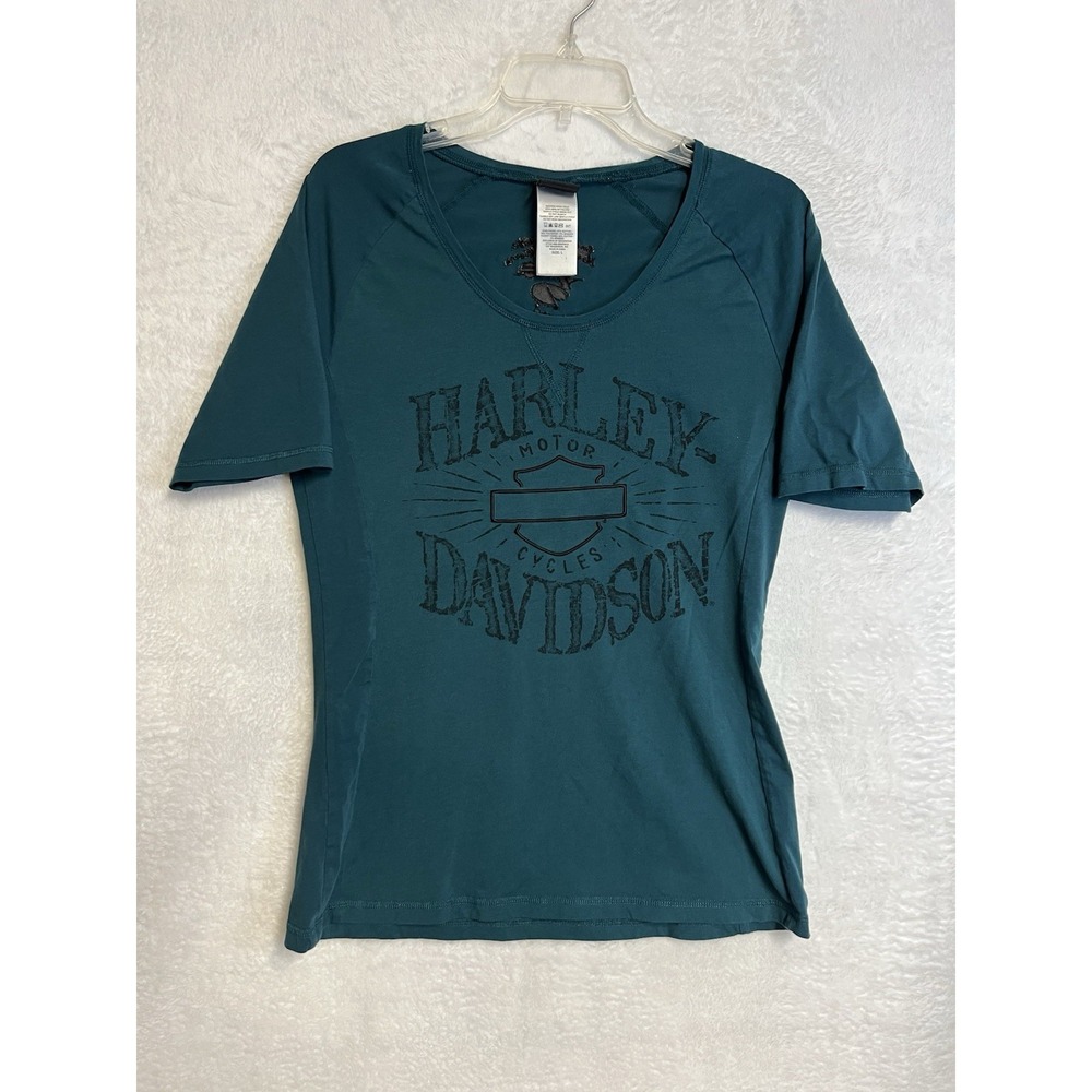 Harley-Davidson Women's Teal Graphic T-Shirt Large Maryville TN Stretch Tee